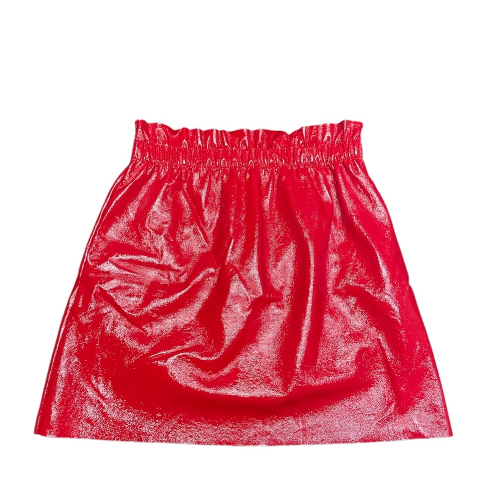 Zara knit red pleather mini skirt